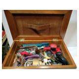 Wooden box with miscellaneous