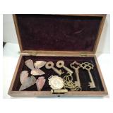 Cigar box skeleton  keys, railroad keys, modern