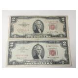 1953 &  1963 $2 silver certificate Red seal