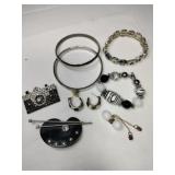 Group of vintage black and white jewelry