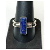 Silver blue  stone Ring marked 925 size 10