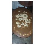Hand painted oval top side table 26x18x 26in