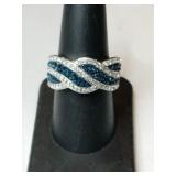 Silver blue/ clear stone Ring marked ATI BR CH