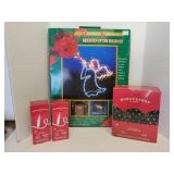 Christmas Angel, tree, net lights