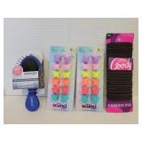 Goody hair bands, Scunci clips, Conair brush