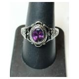 Silver purple stone Ring marked 925 size 9