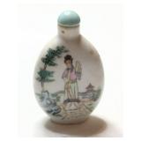 Oriental porcelain hand-painted snuff bottle