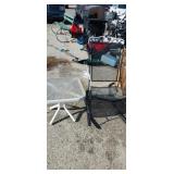 Metal outdoor rocking chair with side table