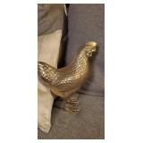 Large brass chicken. 9"tall from foot to top of