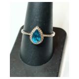 Silver blue stone Ring marked STS  925 size 9