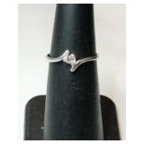 Silver clear stone Ring marked 925 size 4.5
