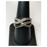 Silver clear stone Ring marked DBJ  925 size 7