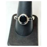 Silver dark  stone Ring marked STS 925 size 9