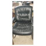 Metal frame leather upholstered chair
