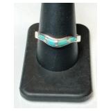 Silver turquoise Ring marked 925 size 10.