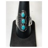 Silver turquoise Ring marked 925 size 9    .180oz