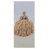 Porcelain doll pin cushion 6in