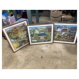 3 framed 1988-89 Cass County & small town prints