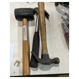 Two framing hammers, and one rubber mallet