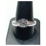 Silver clear Stone marked 925 size 10.  .180oz