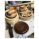 Array of hand turned bowls, airplane, etc