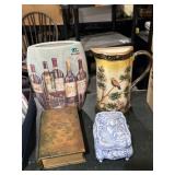 Ceramic vases, jewelry box, faux book box