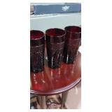 3 - ruby red drinking glass