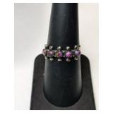 Silver purple stone Ring marked Sterling size 7