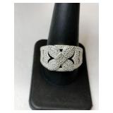 Silver gold tone Ring marked StsKaris size 10