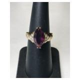 18K GE Amethyst  ring size 6.  .165oz