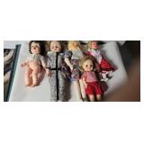 5 vintage dolls 10, 11, 16, and 18 in tall