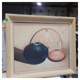 Signed red stones native American pottery picture