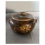 vintage stoneware bean pot w/lid, Monmouth