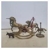 Brass carousel, rocking, unicorn horse and 1