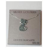 luxuries cat necklace fine silver plated