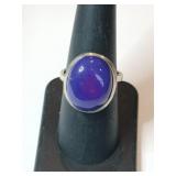 Silver purple Stone ring unmarked size 7.5 .225oz