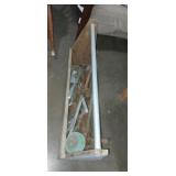 Wooden tool box with contents