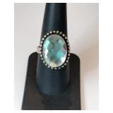 Silver Stone ring marked 925  size 8.  .235oz