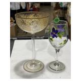 Bohemia coupe glass & painted wine glass