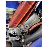 Tote full of vintage car parts