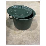 Green Speckled Enamel Metal Camping Cooking Pot