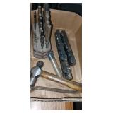 Sockets drill bits and hammer