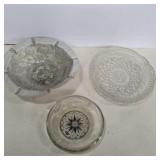 3 ashtrays 1 mariners compass glass 5.75in,