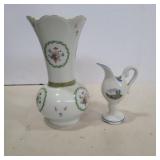 Haviland Limoges vase 7in and Italy pitcher 4in