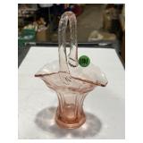 vintage pink depression glass basket