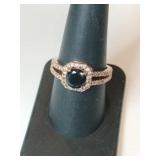 Gold tone dark  Stone ring unmarked  size 8