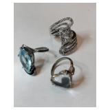 3  costume jewelry rings