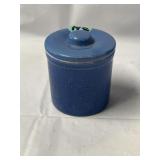 antique blue salt-glazed stoneware crock 3"