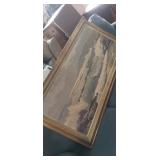 Framed "The Breakers" painting by R. Woods 53in