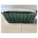 Hull Pottery green ribbed footed rectangular